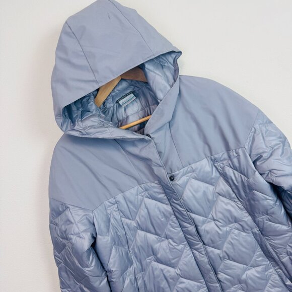 Columbia Womens Puffer Jacket with hood Large lilac gray hooded coat - Picture 2 of 8